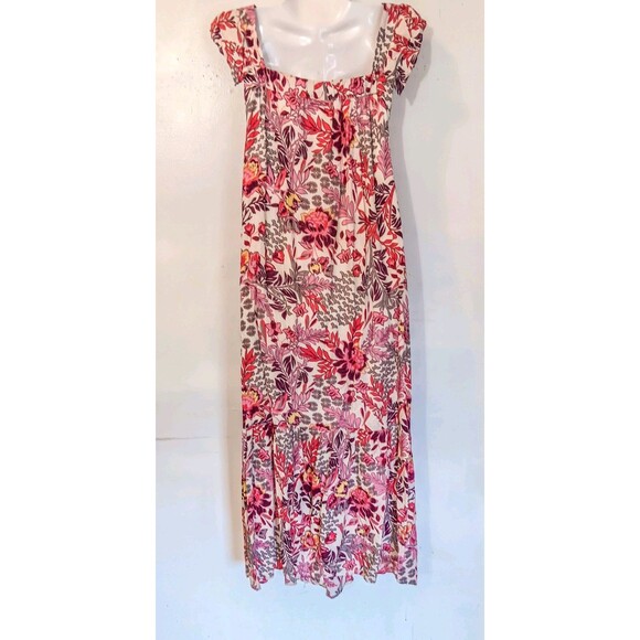 Knox Rose Pink Purple Gray Floral Flutter Boho Tiered Pockets Dress, XXL - Picture 3 of 6